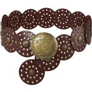 Plus Size Disc Belt for Women Leather Hollow Out Belts Vintage Waist Belt 45in